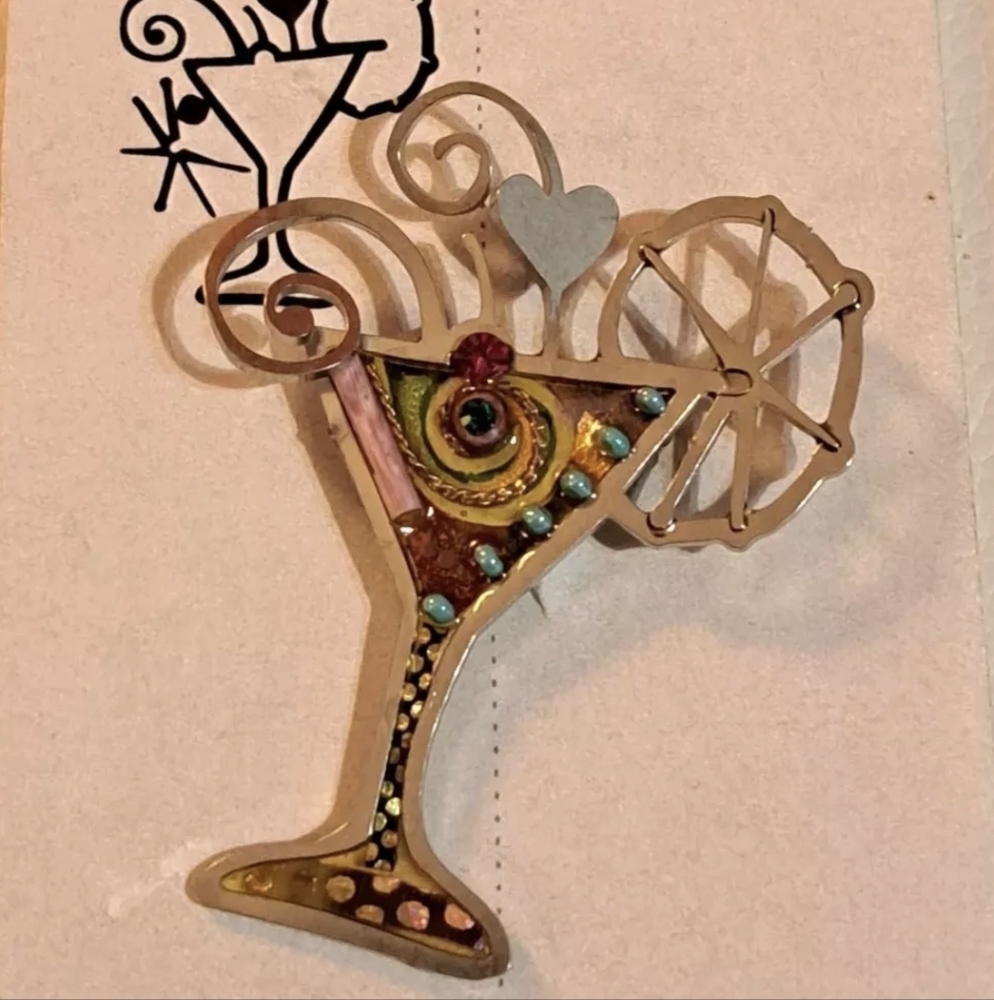 Seeka Mixed Media Cocktail  Brooch Pin 1420554